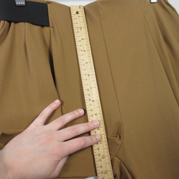 Aday Turn It Up Pants Women L Brown High Rise Trouser Ankle Pleated Casual 310 - Picture 10 of 12